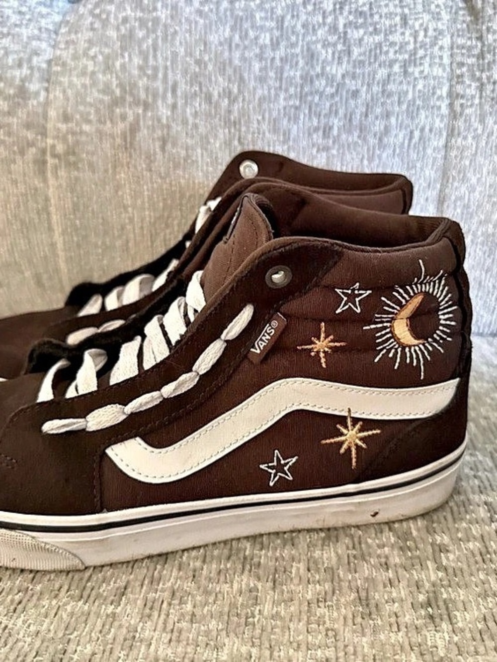 Vans Sk8-Hi Celestial Embroidery Brown & White Sneakers